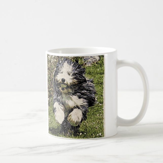 Skäggig Collie på springamuggen Kaffemugg (Höger)