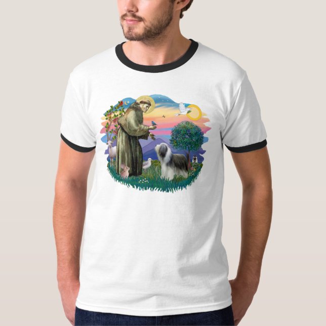 Skäggig collie (skiffer-vit) tee (Framsida)