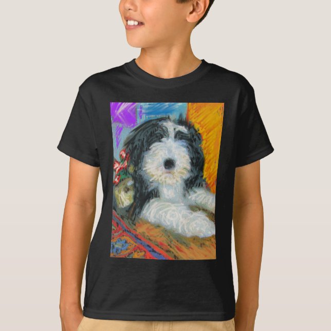 Skäggig Collie Tee Shirt (Framsida)