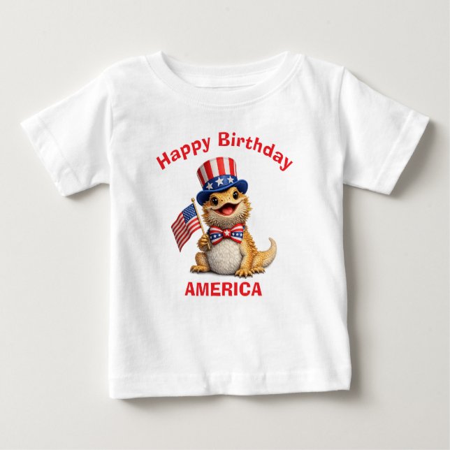 Skäggig drak (3a) Patriotisk barn t-shirt (Framsida)
