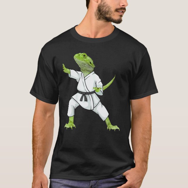 Skäggig Drak Karate Ödla Reptil Djur Austra T Shirt (Framsida)