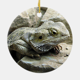 Skäggig drake julgransprydnad keramik