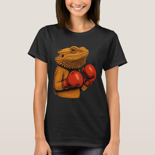 Skäggig Drake Utrustad Som Boxare Rolig Boxning  T Shirt (Framsida)