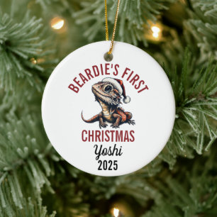 Skäggig Drakes Första Jul 2025 Julgransprydnad Keramik