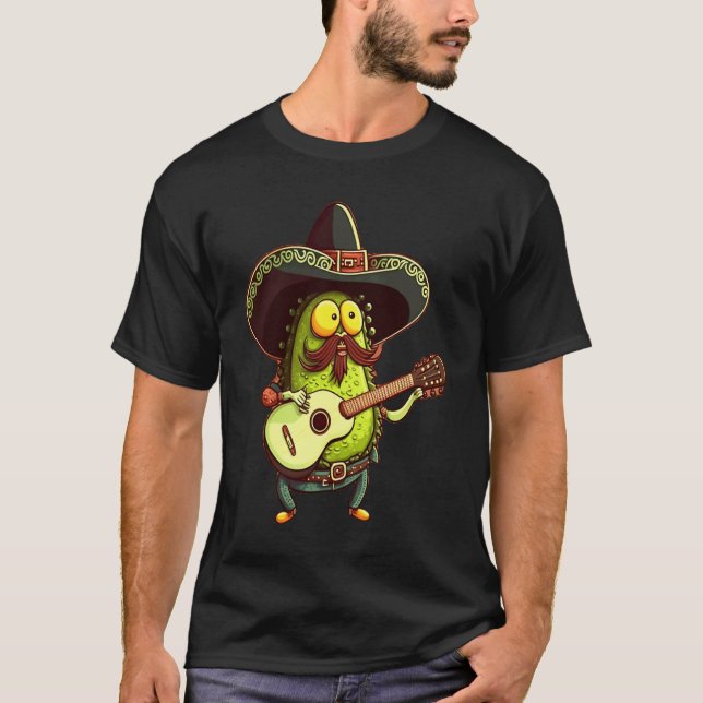 Skäggig kille memes skäggigt avokado spelar gitarr t shirt (Framsida)