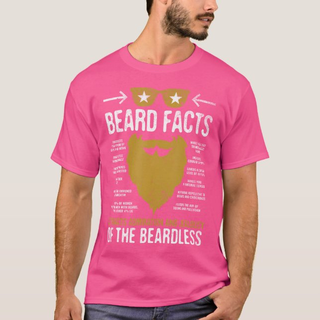 Skäggig Man Roliga Skägg Fakta T Shirt (Framsida)