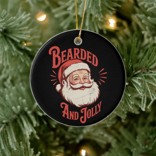 Skäggig och glad julskägg Roligt Retro  Julgransprydnad Keramik (Träd)