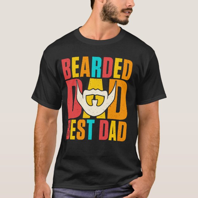 Skäggig Pappa Bästa Pappa T Shirt (Framsida)