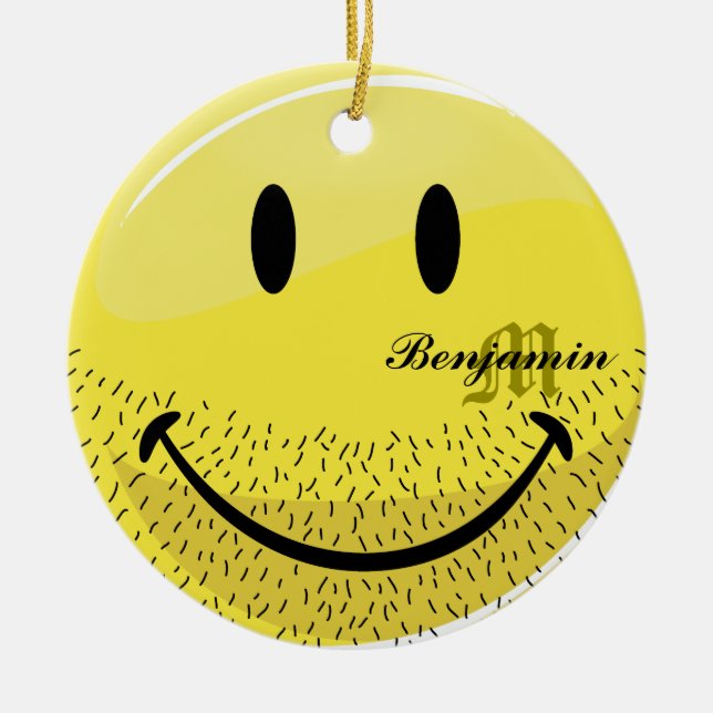 Skäggigt ansikte för dammig Ruff Julgransprydnad Keramik (Framsidan)