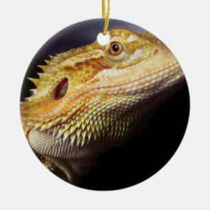 Skäggigt drakehuvud 2 julgransprydnad keramik