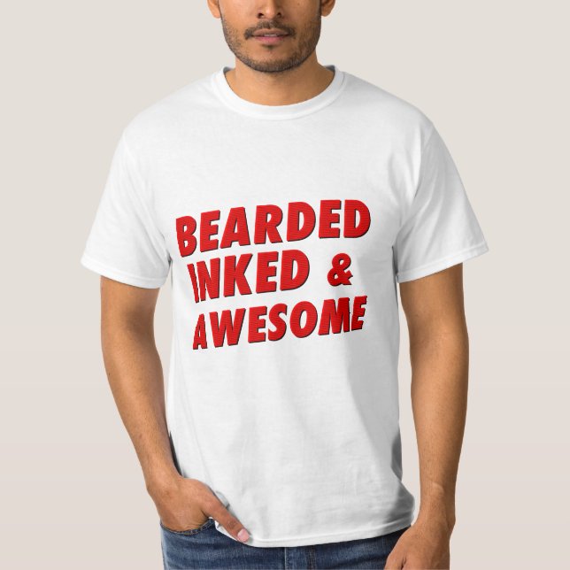 Skäggigt Inked & fantastisk T Shirt (Framsida)