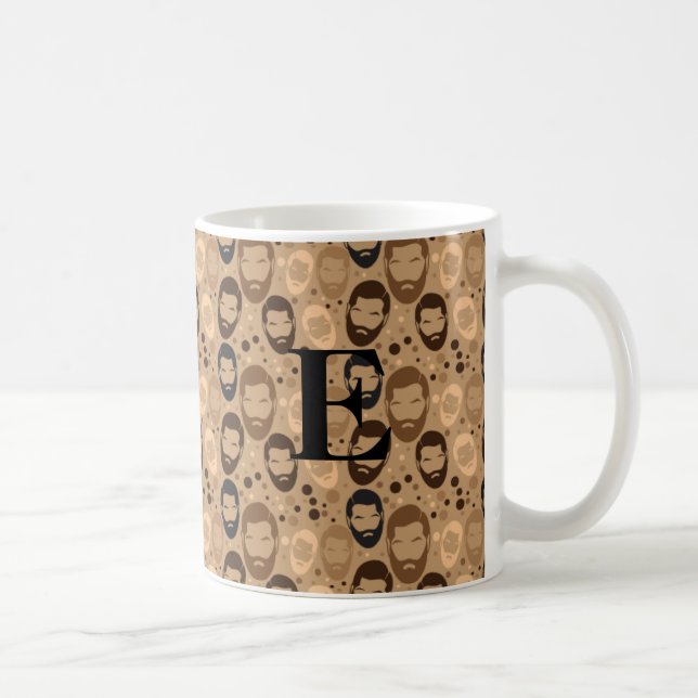 Skäggigt mönster för Male man med e-monogramen Kaffemugg (Höger)
