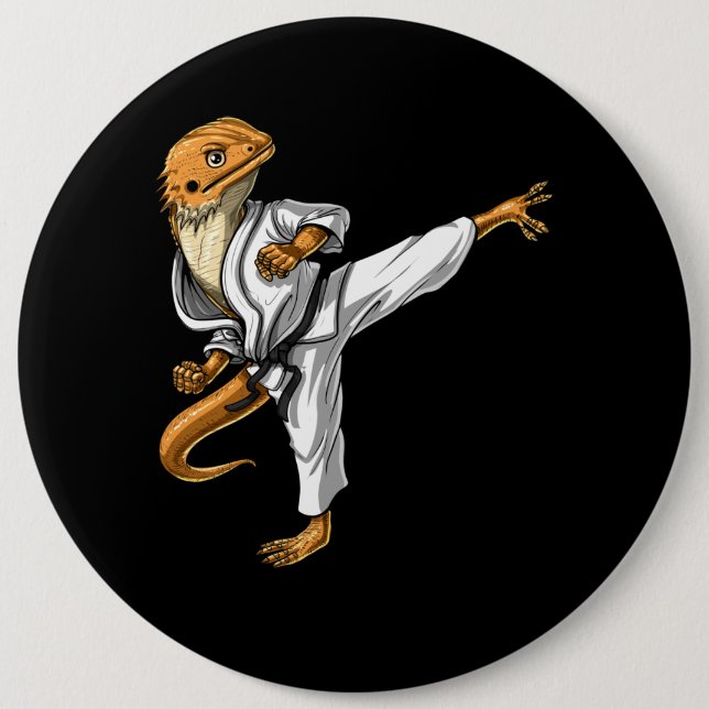 Skäggtjurpadda Karate Knapp (Framsida)