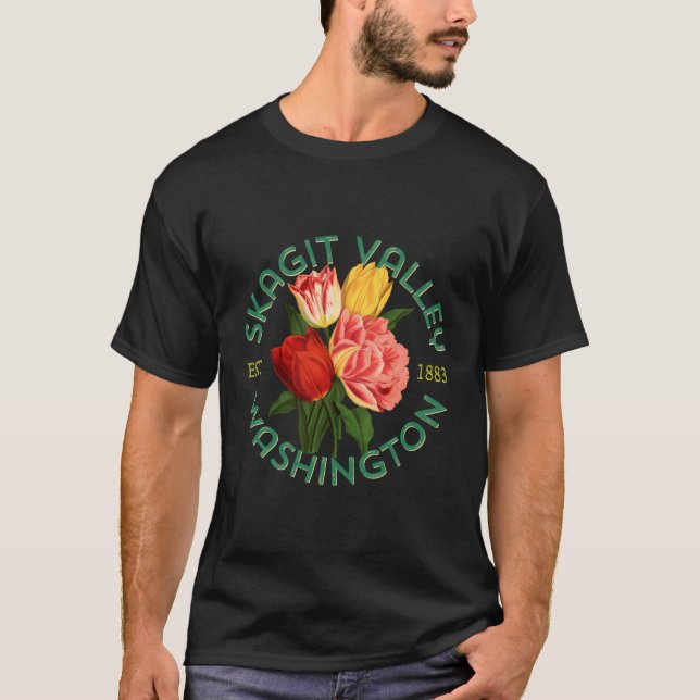 Skagit Valley Washington State Vår Tulip Garden T Shirt (Framsida)