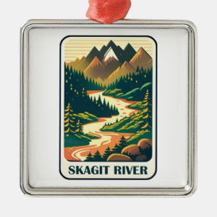 Skagitfloden Washington Färg Julgransprydnad Metall