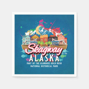 SKAGWAY ALASKA HISTORIC GULD RUSH TOWN DECOUPAGE PAPPERSSERVETT
