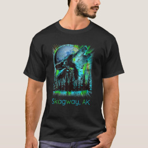 Skagway Alaska Howling Varg Måne Forest Nature Lov T Shirt