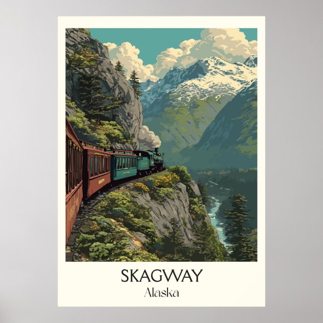 Skagway Alaska White Pass-järnvägen Poster (Framsidan)
