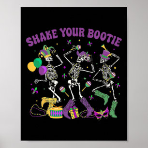 Skaka bootie Skeleton Mardi Gras CowboyBoot Poster