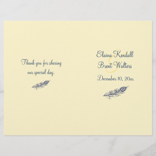 Skaka Bröllopsprogrammet Svan Feathers (Framsida)