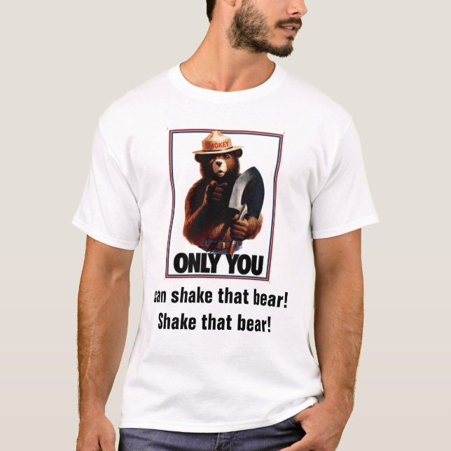 Skaka det björnoffentlig servicemeddelande tee shirt (Framsida)