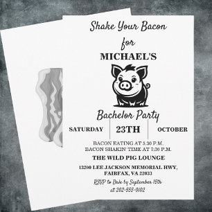 Skaka din bacon Gris Bachelor Party Inbjudningar