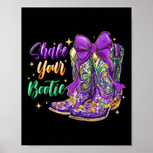 Skaka din Bootie Mardi Gras Cowboy Boot Mardi Gra Poster