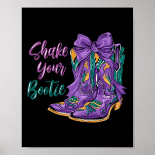Skaka din Bootie Mardi Gras Cowboy Boot Mardi Gra Poster