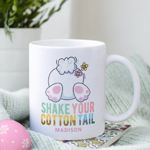 Skaka din Cotton Svan Cute Påskhare Add Namn Kaffemugg