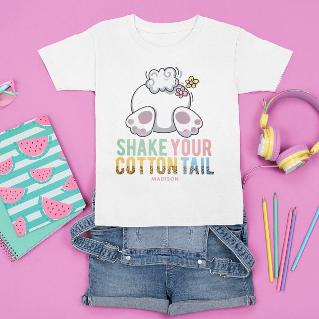 Skaka din Cotton Svan Cute Påskhare Add Namn T Shirt (Skapare uppladdad)