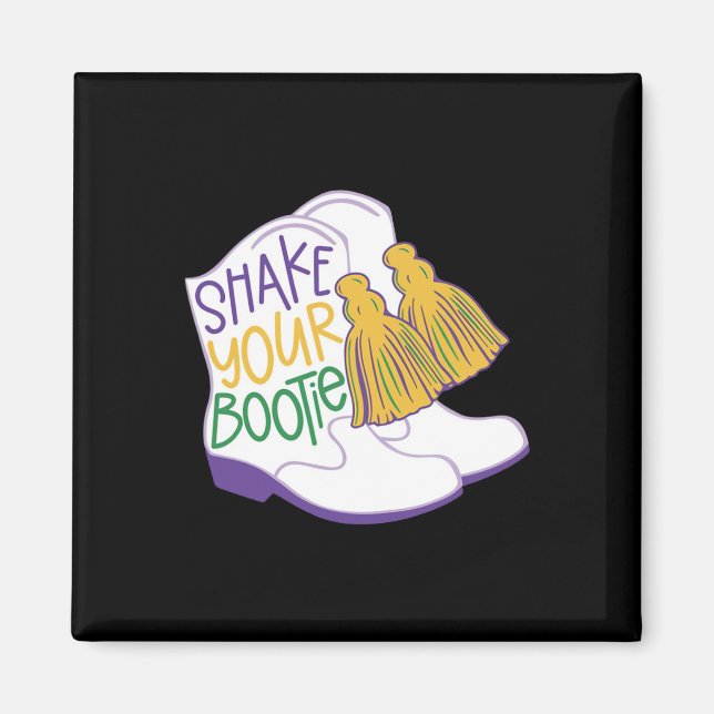 Skaka Din Glada Mardi Gras Pärl Stövel Karneval Magnet (Framsidan)