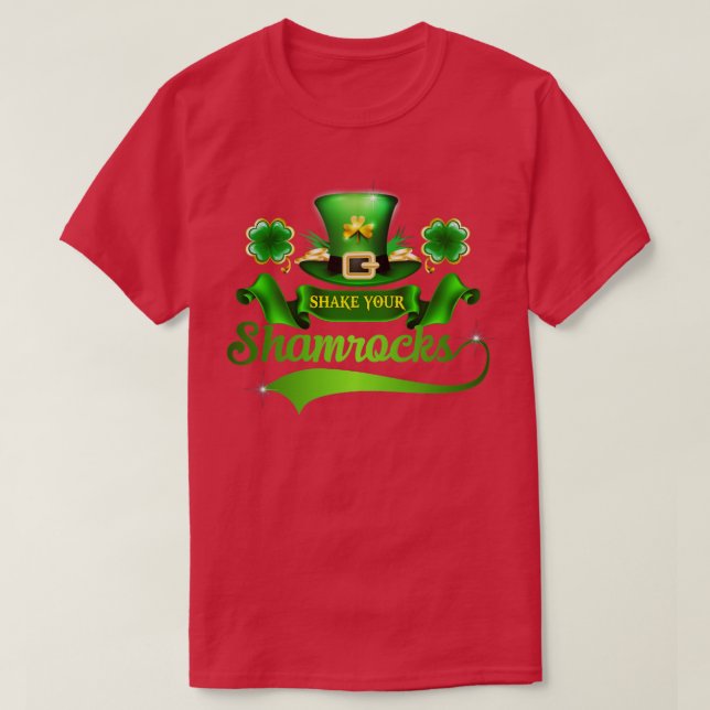 Skaka din Shamrocks St patricks day FourLeaf Clov T Shirt (Design framsida)