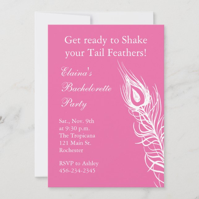 Skaka din Svan Feathers Bachelorette (fuchsia) Inbjudningar (Framsida)
