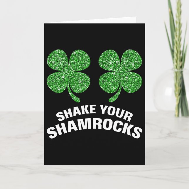 Skaka dina Shamrocks St. Patrick Dag Grön Irländsk Kort (Framsida)