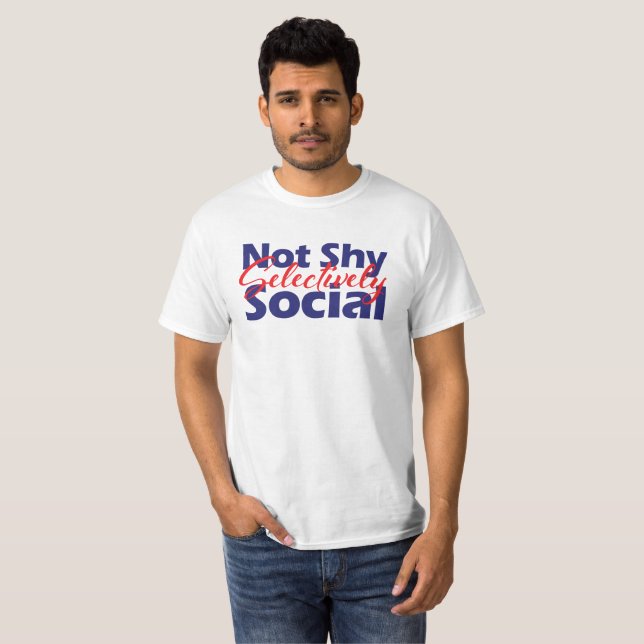 Skaka inte selektivt röd och blå text i Social T Shirt (Hel framsida)
