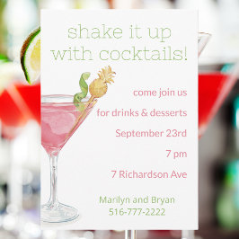 Skaka loss! Rosa Cosmopolitan Cocktailfest Inbjudningar