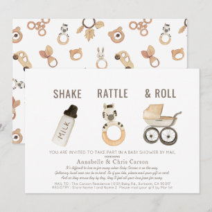 Skaka rattle & Roll Boho Baby Shower med post Inbjudningar