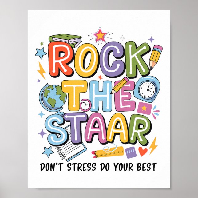 Skaka Testet Staar Dag Lärare Motiverande Testning Poster (Framsidan)