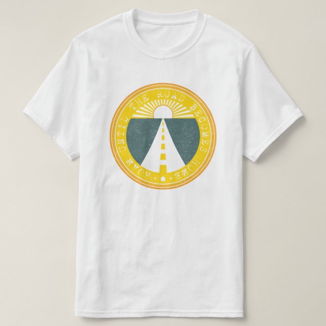 Skaka tills vägen blir hemma tee (Design framsida)