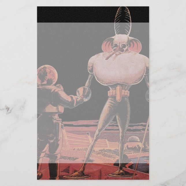 Skakan för vintagescience fictionastronautet brevpapper (Framsida)