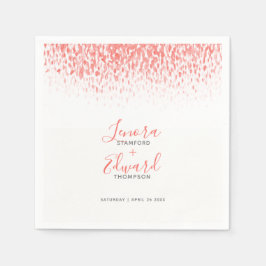 Skakande kaskad levande korall grått art bröllop pappersservett