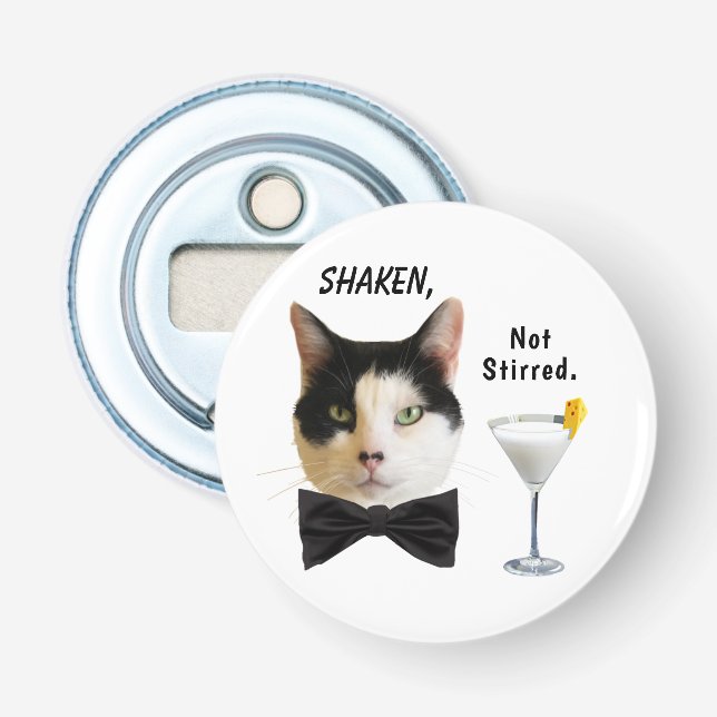 "Skaken, ej försedd med munstycke" Vita knappflask Flasköppnare (Framsidan)