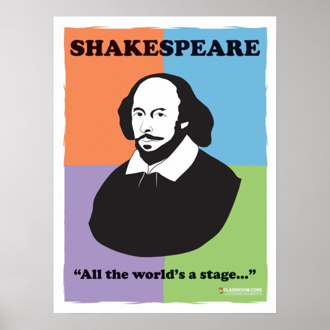 Skakespeare, 18-tums x 24-tums färglöst klassrumsP Poster (Framsidan)
