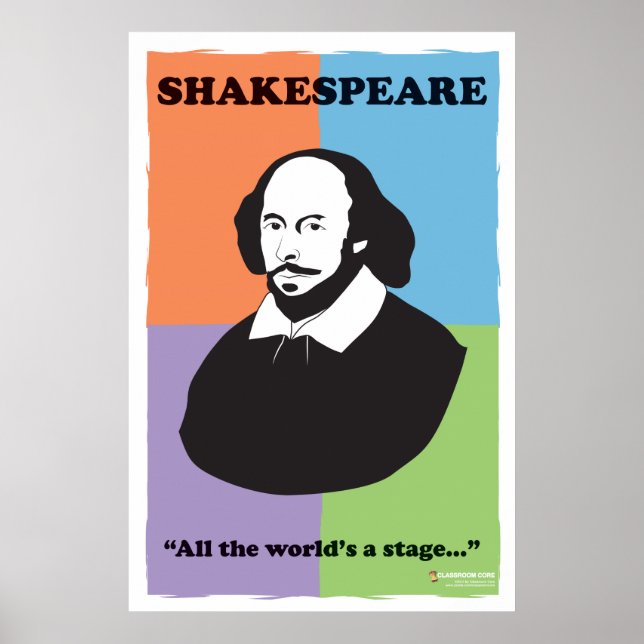 Skakespeare, 24-tums x 36-tums färgfull klassrumsP Poster (Framsidan)