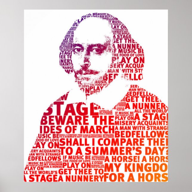 Skakespeare röd övertoningstextdesign poster (Framsidan)