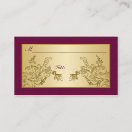 Skaketkort för Blommigt av plommon Vin och Guld Placeringskort