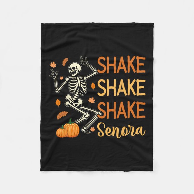 Skakkummel Shake Senora Funny Skeleton Pumpkin Ha Fleecefilt (Framsidan)