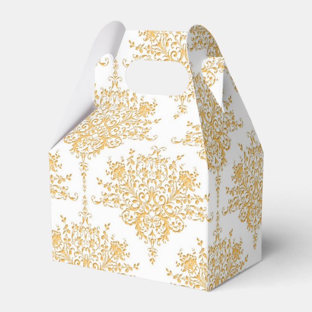 Skakor för gyllene Gult och vit Blommigt Presentaskar (Baksidan Sidan)