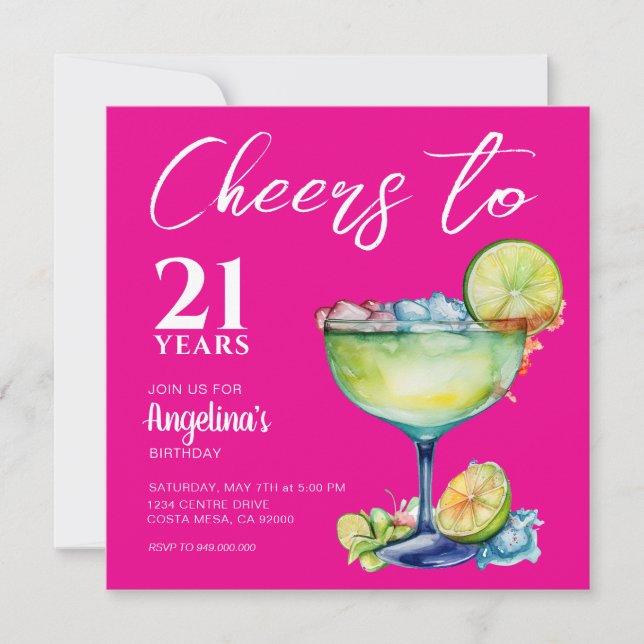 Skål 21-års Margaritas  Inbjudningar (Framsida)