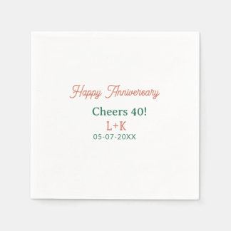 Skål 40 lyckligt årsjubileum orange grön namn datu pappersservett